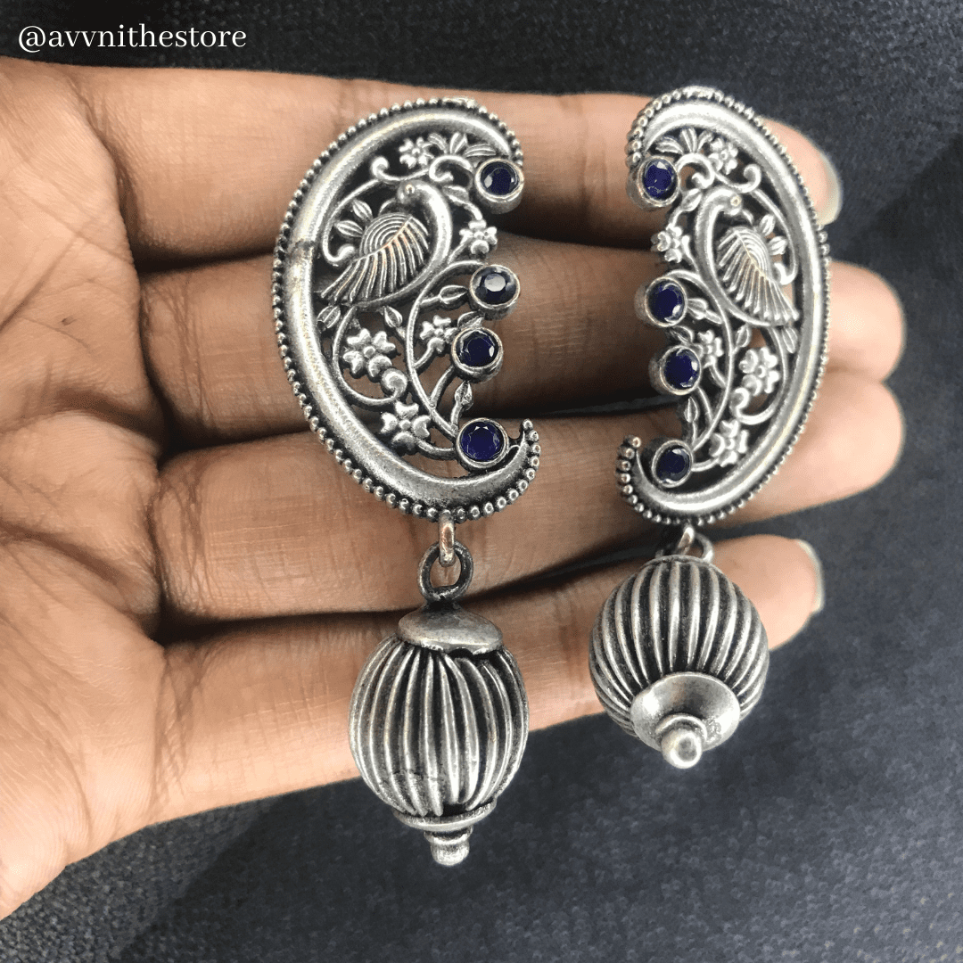 multicolor designer oxidized german silver earrings