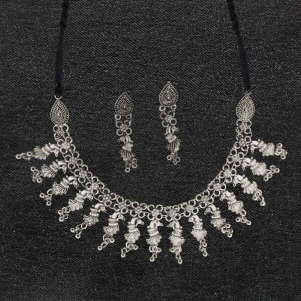 Oxidised Peacock Choker Set - Image 2