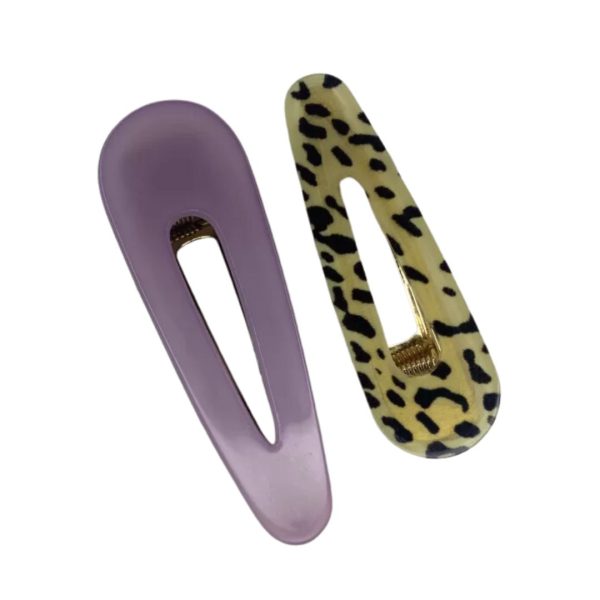 Resin acetate tiger and lilac hair clip pin for women