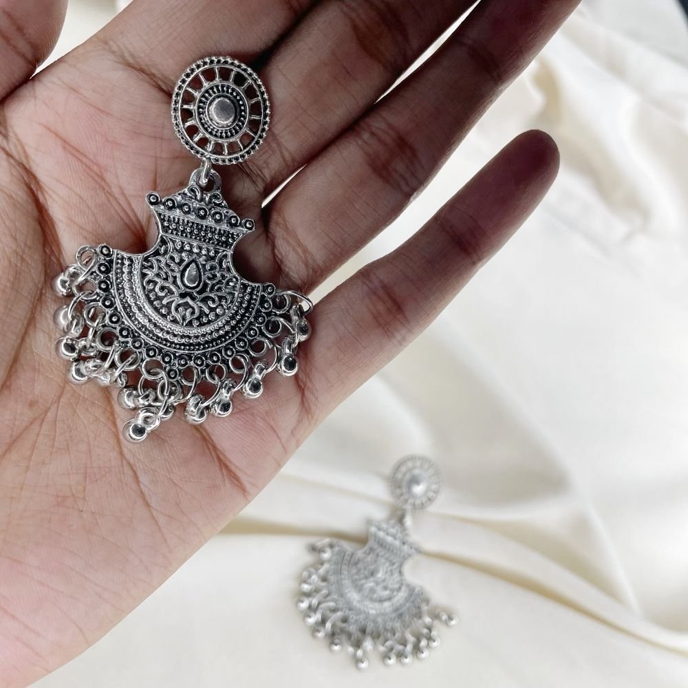 Chandbali oxidised earring, oxidised chaandbali earring