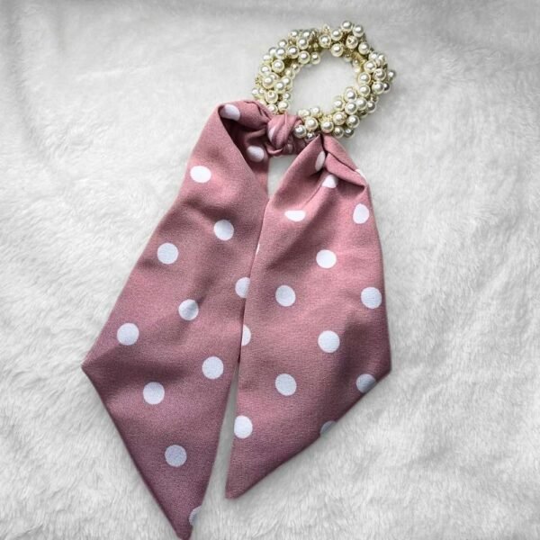 Pearl Hair Scarf Scrunchie - Image 3