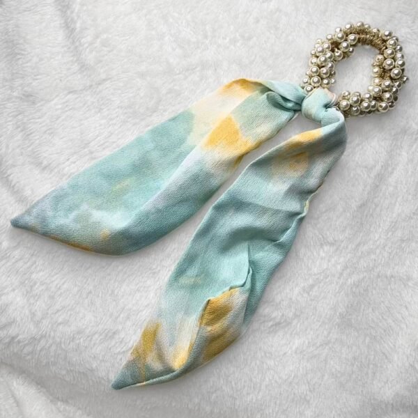 Pearl Hair Scarf Scrunchie - Image 3