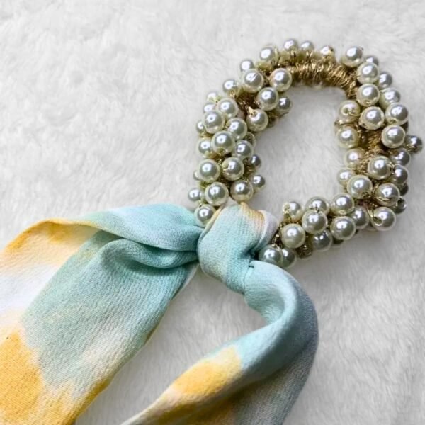 Pearl Hair Scarf Scrunchie - Image 2