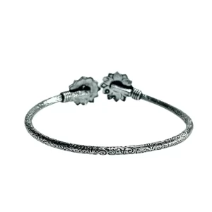 Oxidised Floral Bracelet, Oxidised bracelet, Oxidised cuff bangle, adjustable kada, floral bracelet,