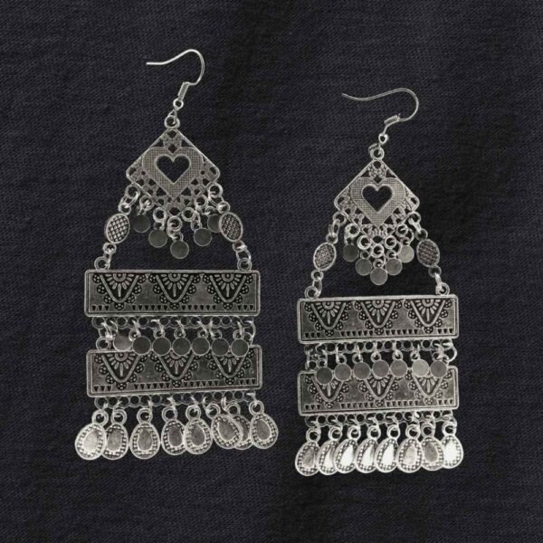 Oxidised Multi Layered jhaalar earring - Image 2