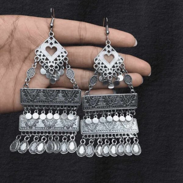 Oxidised Multi Layered jhaalar earring - Image 3