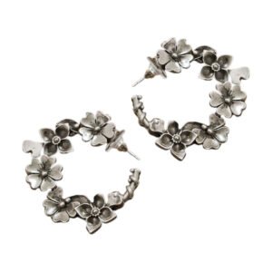 Oxidised flower hoops