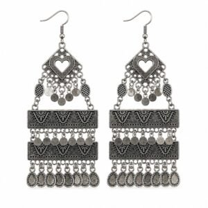 oxidised multi layered jhaalar earring