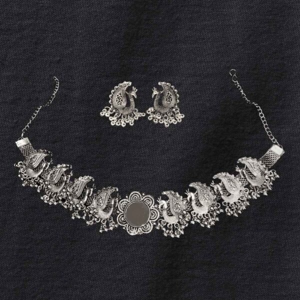 Oxidised peacock choker set - Image 2