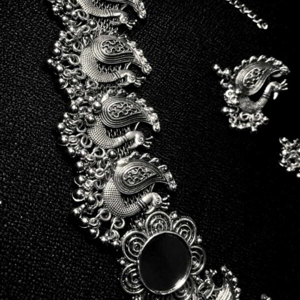 Oxidised peacock choker set - Image 3