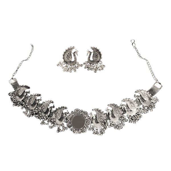 Oxidised peacock choker set
