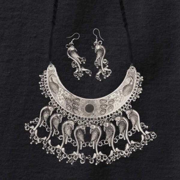 Oxidised peacock choker set - Image 2