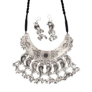 Oxidised peacock choker set