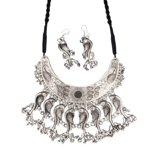Oxidised peacock choker set