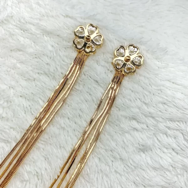 golden flower tassel earring