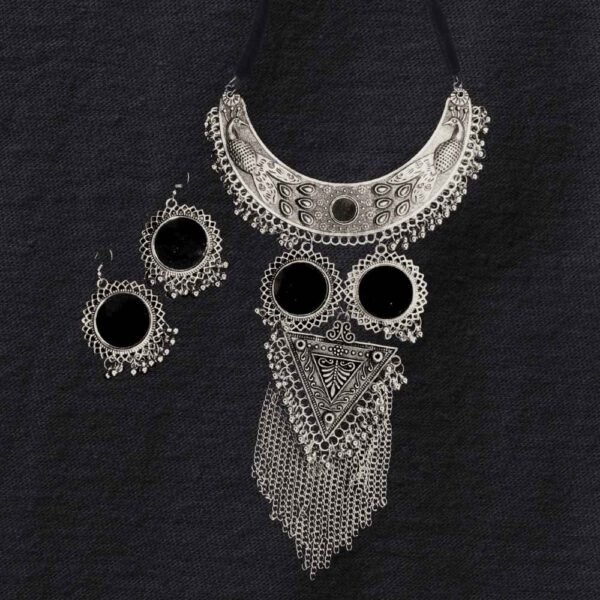 Oxidised tasseled choker set - Image 2