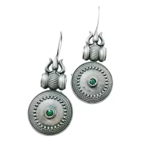 Trishul Damru Chakra Oxidised Earrings, oxidised trishul earrings, oxidised damru earrings, lord shiva dangler earrings, oxidised jewellery