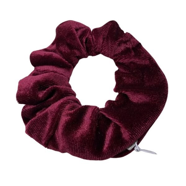 Dark Cannon Pink Velvet Zipper Scrunchie, Velvet Scrunchie, Hair Accessories, Hidden Pocket Scrunchie, Travel Scrunchie, Wrist Scrunchie, Secret Hair Tie