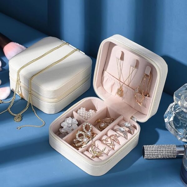 PU Leather Zipper Jewellery Organisers Box