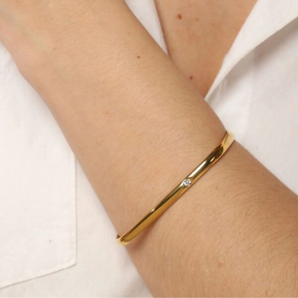 anti tarnish gold golden stainless steel square bangle bracelet kada