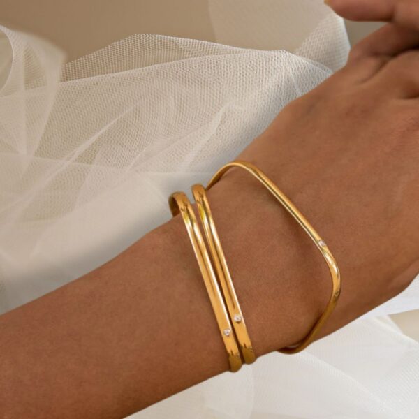 anti tarnish gold golden stainless steel square bangle bracelet kada