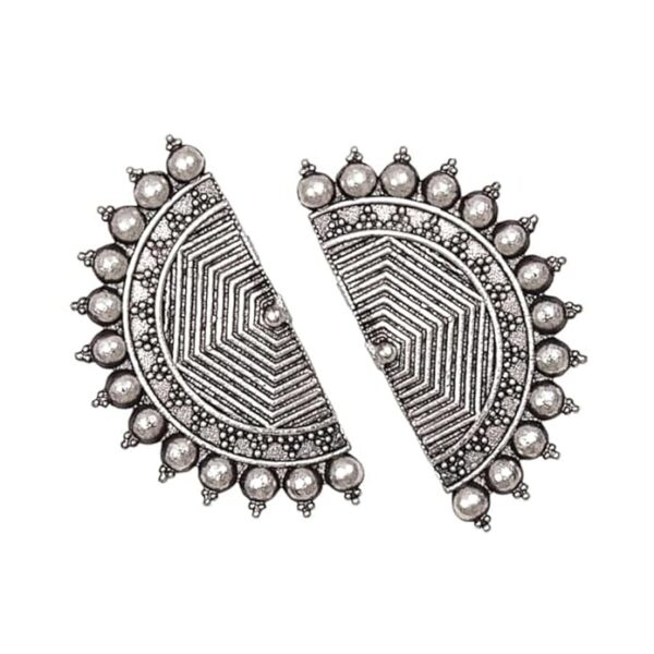 avvni the store, oxidised big silver half moon stud earring