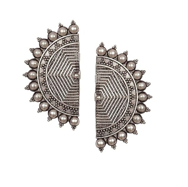 avvni the store, oxidised big silver half moon stud earring