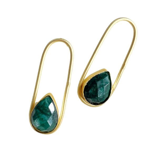 Matte Gold Druzy Stone Earring, gold plated earring, golden earring, green stone earring,