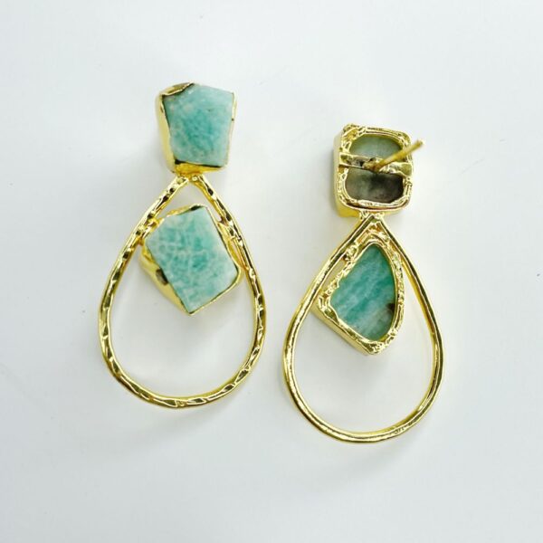 semi precious stone earring, gemstone earring, gold plated earring, raw gemstone, minimal jewellery