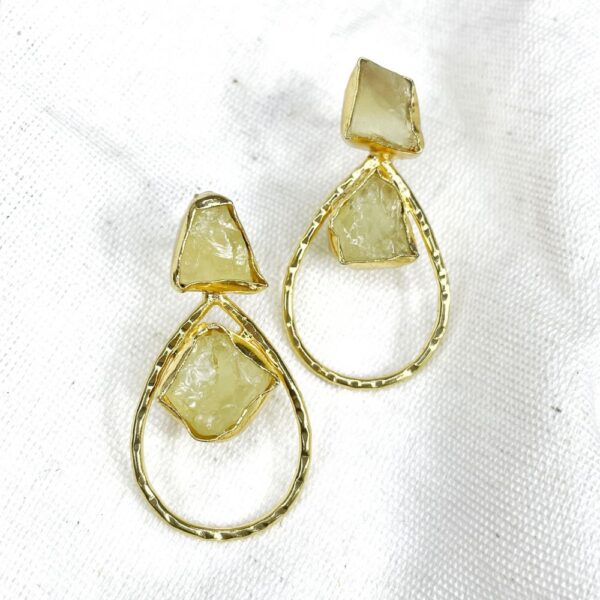 semi precious stone earring, gemstone earring, gold plated earring, raw gemstone, minimal jewellery