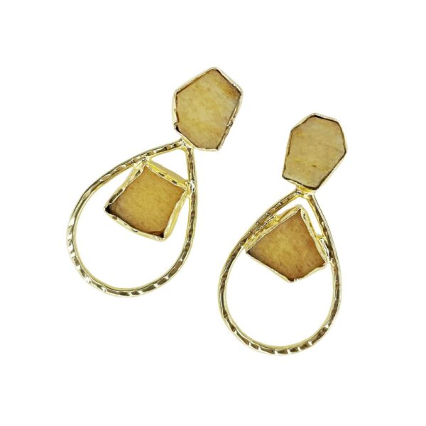 semi precious stone earring, gemstone earring, gold plated earring, raw gemstone, minimal jewellery