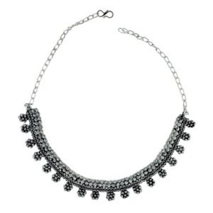 Beaded Floral Oxidised Choker Necklace, oxidised choker, floral oxidised choker, choker necklace, oxidised floral necklace, traditional oxidised choker