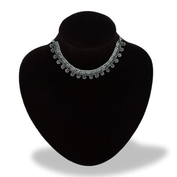 Beaded Floral Oxidised Choker Necklace, oxidised choker, floral oxidised choker, choker necklace, oxidised floral necklace, traditional oxidised choker