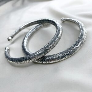 Floral Tribal Oxidised Anklet Kada, Oxidised Anklet Kada, kada anklet, ankle kada, anklet kada, oxidised silver kada anklet