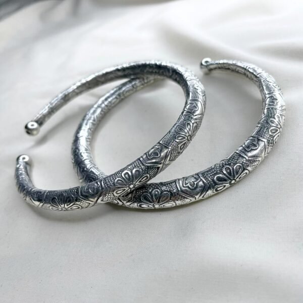 Floral Tribal Oxidised Anklet Kada, Oxidised Anklet Kada, kada anklet, ankle kada, anklet kada, oxidised silver kada anklet