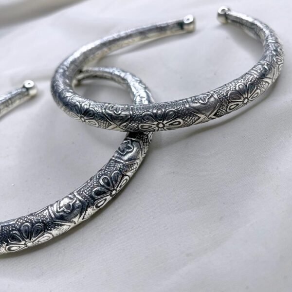 Floral Tribal Oxidised Anklet Kada, Oxidised Anklet Kada, kada anklet, ankle kada, anklet kada, oxidised silver kada anklet