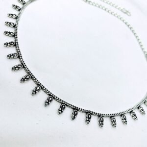 Sleek Leaf Oxidised Choker Necklace, oxidised choker, leaf oxidised choker, choker necklace, oxidised floral necklace, traditional oxidised choker, sleek choker, minimal choker necklace