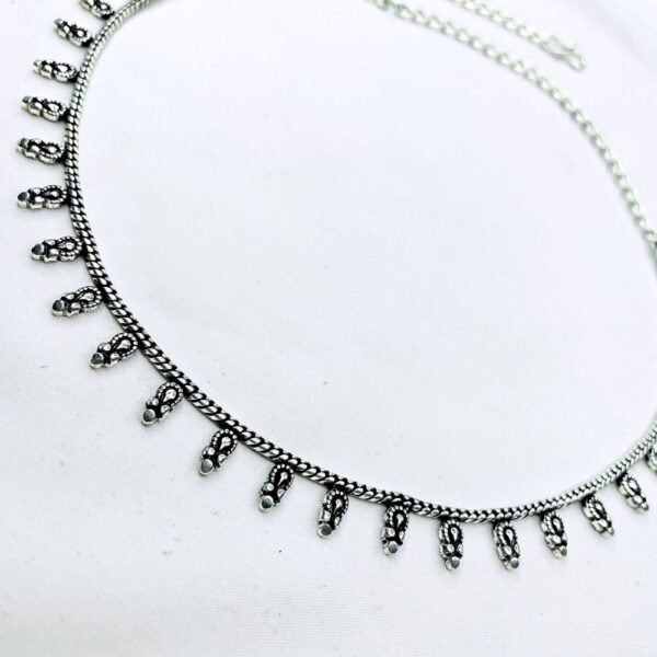Sleek Leaf Oxidised Choker Necklace, oxidised choker, leaf oxidised choker, choker necklace, oxidised floral necklace, traditional oxidised choker, sleek choker, minimal choker necklace