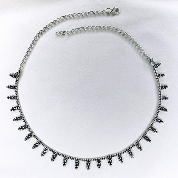 Sleek Leaf Oxidised Choker Necklace, oxidised choker, leaf oxidised choker, choker necklace, oxidised floral necklace, traditional oxidised choker, sleek choker, minimal choker necklace
