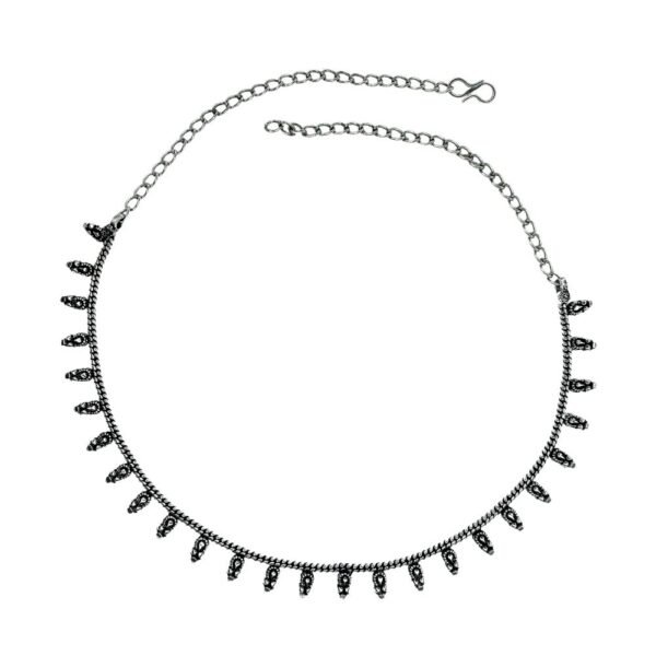 Sleek Leaf Oxidised Choker Necklace, oxidised choker, leaf oxidised choker, choker necklace, oxidised floral necklace, traditional oxidised choker, sleek choker, minimal choker necklace