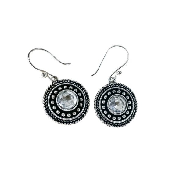 Antique Oxidised Silver Earrings – Clear White Monalisa Stone oxidised earrings