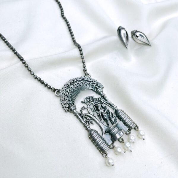 Ethnic Temple Jewelry – Oxidised Radha Krishna Pendant