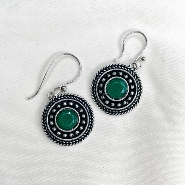 Ethnic Oxidised Earrings for Women – Green Monalisa Stone oxidised earrings