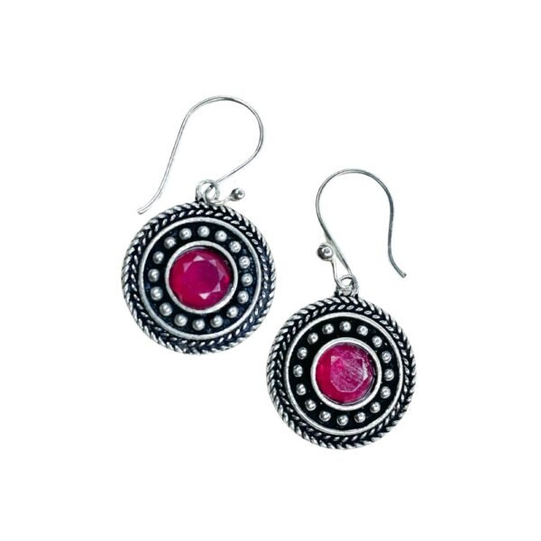 Statement Circular Oxidised Earrings – Pink Monalisa Stone oxidised earrings