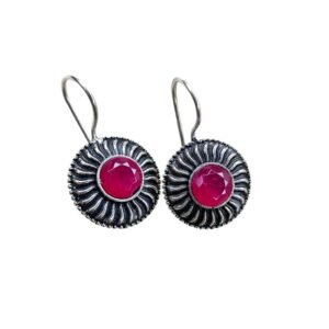 Rustic Silver Oxidised Drop Earrings