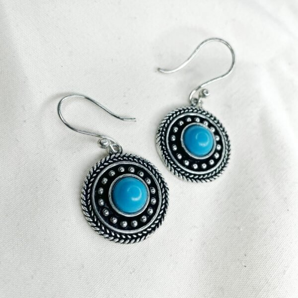 Handcrafted Tribal Earrings – Turquoise Blue Stone oxidised earrings