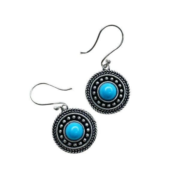 Handcrafted Tribal Earrings – Turquoise Blue Stone oxidised earrings