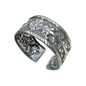 oxidised silver Chitai Hand Cuff, oxidised kada, chitai work kada, silver handcuff, oxidised adjustable bangle, chitai work, oxidised jewellery