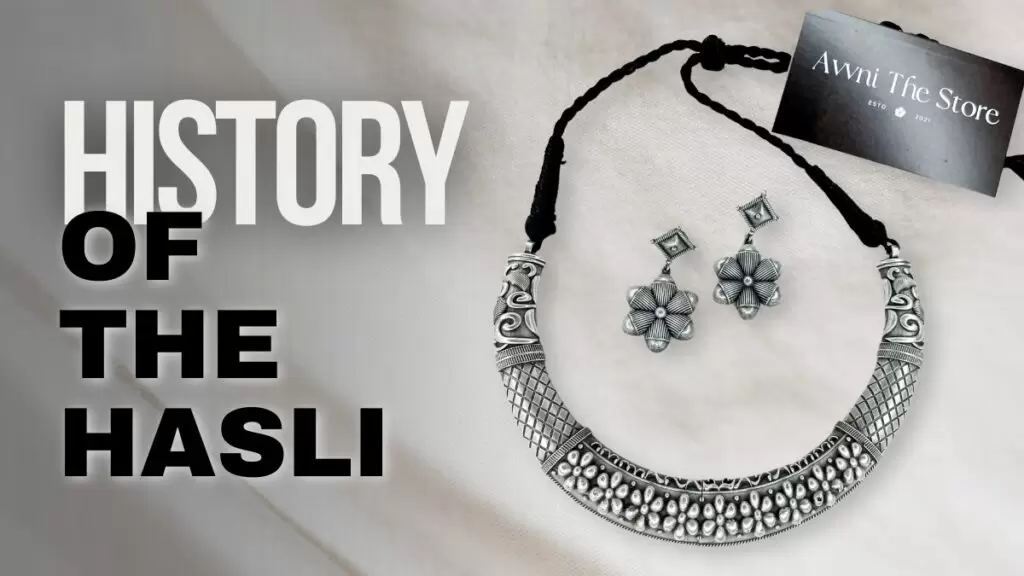 Traditional Hasli necklace with intricate metalwork, showcasing the rich history and craftsmanship of Indian jewellery. history of the hasli,