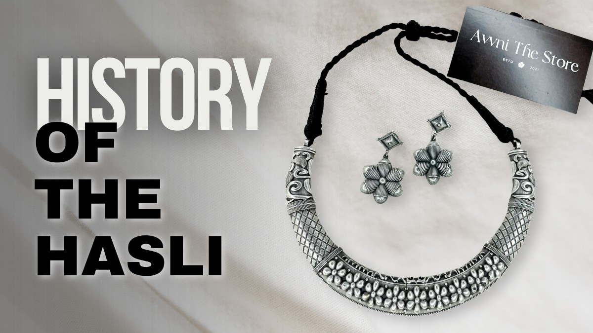 Traditional Hasli necklace with intricate metalwork, showcasing the rich history and craftsmanship of Indian jewellery. history of the hasli,